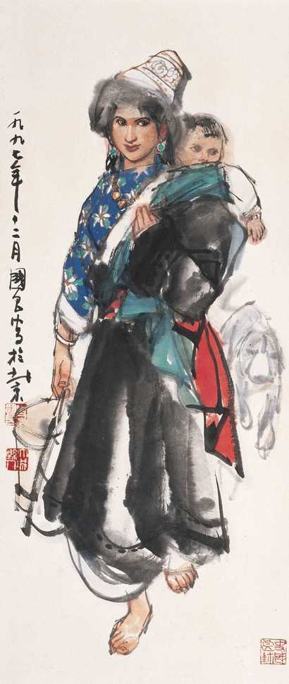 史国良 1997年作 汲水图 立轴